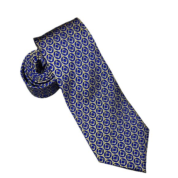 The Craftsman's Apron Masonic Royal Arch Symbol Silk Tie Blue Gold Maroon - Picture 1 of 7